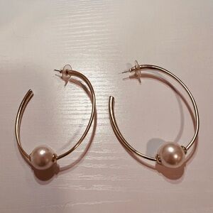 Elegant Pearl Hoop Earrings